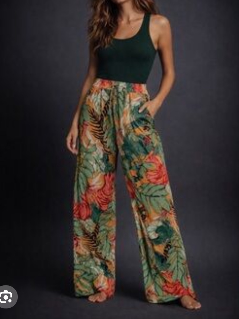PrettyLittleThing Orange Big Leaf Wide Leg Beach Trousers sz 4  pockets